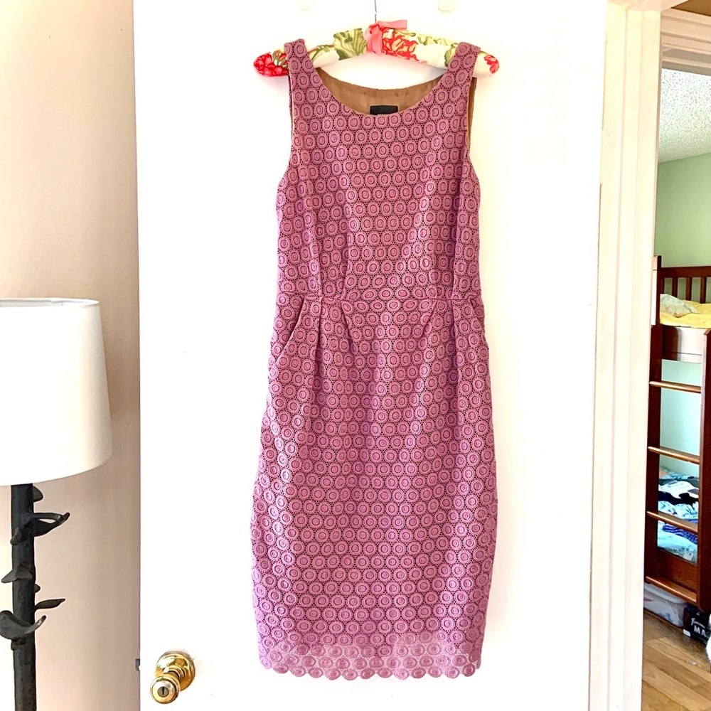 Lilac Crochet Sheath Anthropologie Dress Size Four